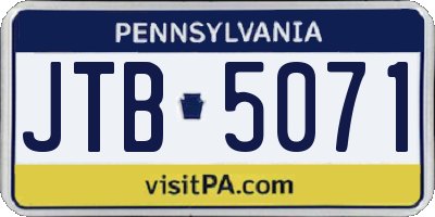 PA license plate JTB5071