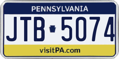 PA license plate JTB5074