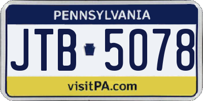 PA license plate JTB5078
