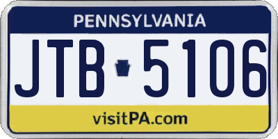 PA license plate JTB5106