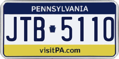 PA license plate JTB5110