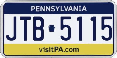 PA license plate JTB5115