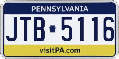 PA license plate JTB5116