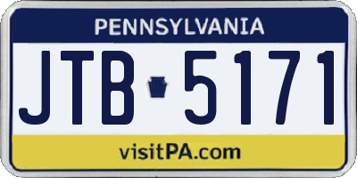 PA license plate JTB5171