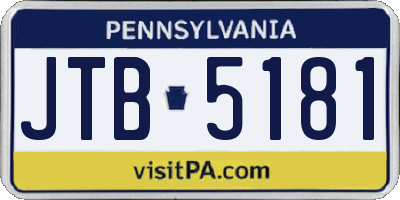 PA license plate JTB5181