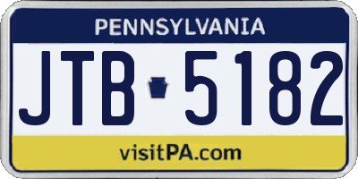 PA license plate JTB5182