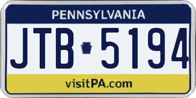 PA license plate JTB5194