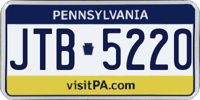 PA license plate JTB5220