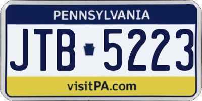 PA license plate JTB5223