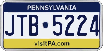 PA license plate JTB5224