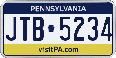 PA license plate JTB5234