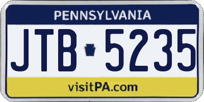 PA license plate JTB5235