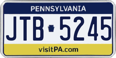 PA license plate JTB5245