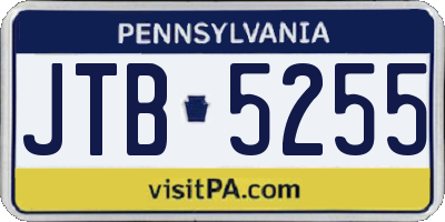 PA license plate JTB5255