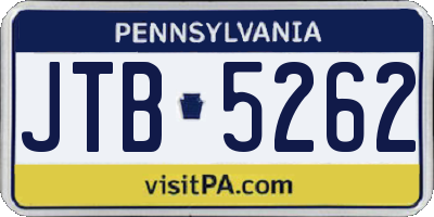 PA license plate JTB5262