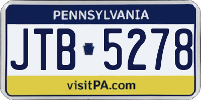 PA license plate JTB5278