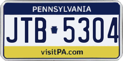 PA license plate JTB5304