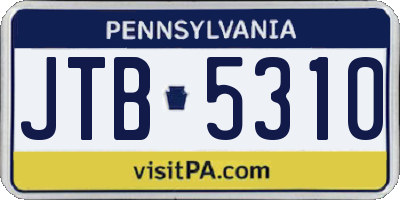 PA license plate JTB5310