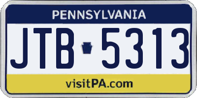 PA license plate JTB5313