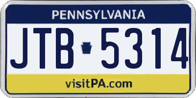 PA license plate JTB5314