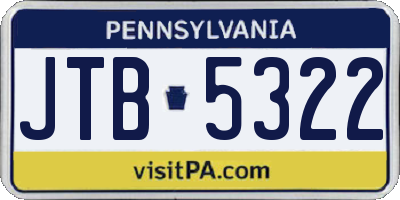 PA license plate JTB5322