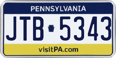 PA license plate JTB5343