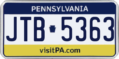 PA license plate JTB5363