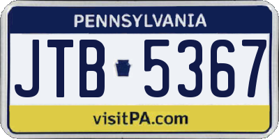 PA license plate JTB5367