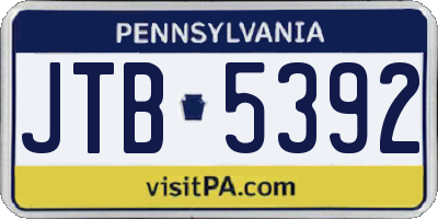 PA license plate JTB5392