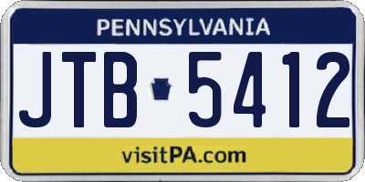 PA license plate JTB5412