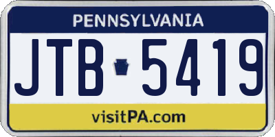 PA license plate JTB5419