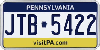 PA license plate JTB5422
