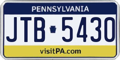 PA license plate JTB5430