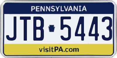 PA license plate JTB5443