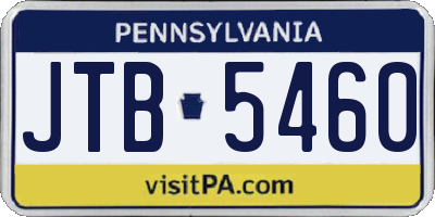 PA license plate JTB5460