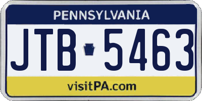 PA license plate JTB5463