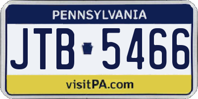 PA license plate JTB5466