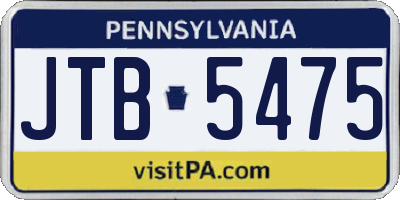 PA license plate JTB5475