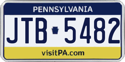 PA license plate JTB5482