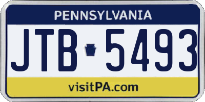 PA license plate JTB5493