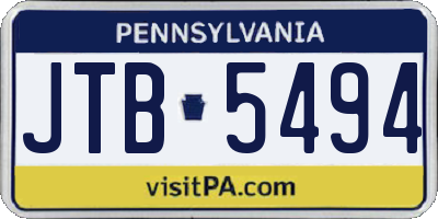 PA license plate JTB5494