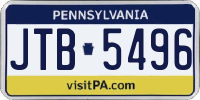 PA license plate JTB5496