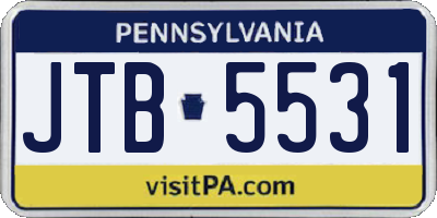 PA license plate JTB5531