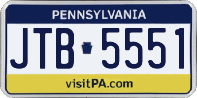 PA license plate JTB5551