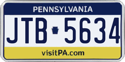 PA license plate JTB5634