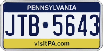 PA license plate JTB5643
