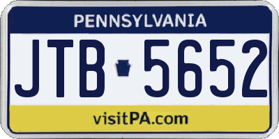 PA license plate JTB5652