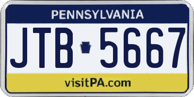 PA license plate JTB5667