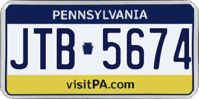 PA license plate JTB5674
