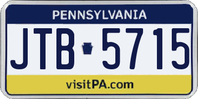 PA license plate JTB5715
